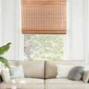 CHICOLOGY Bamboo Roman Shade, Cordless Light Filtering Woven Wood Window Treatment for Living Room, Dining Room, Kitchen & Office, Natural Bamboo Blinds for Boho Coastal Decor, Squirrel, 34"W x 48"H