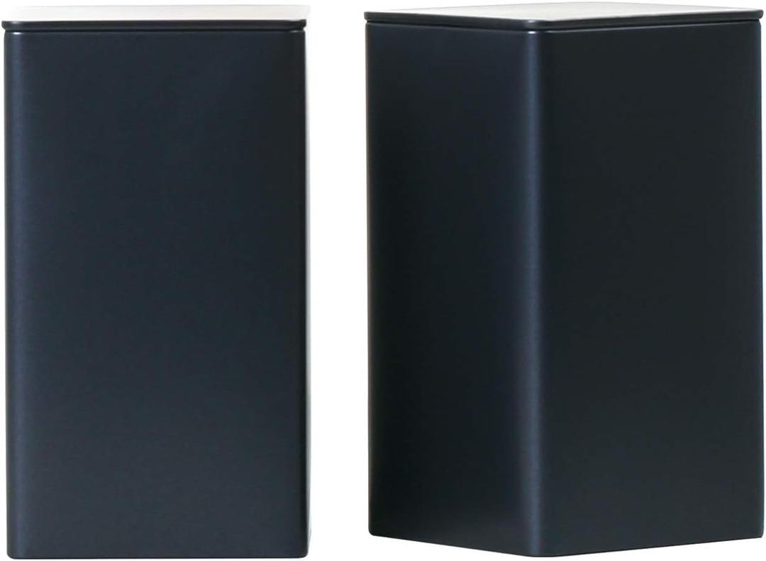 Colorful Square Tin Can Empty Cube Steel Box Storage Container for Treats, Gifts, Favors, Loose Tea, Coffee and Crafts, Mini Portable Small Storage Kit (Black, 2-Large) (2*Large (3.35x3.35x6"))