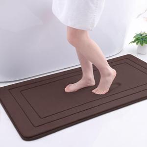 Arotive Memory Foam Bathroom Rug Mat 44x24, Ultra Soft and Absorbent Bath Mat, Machine Wash Dry, Comfortable Bath Rug Carpet for Bathroom Floor, Tub and Shower, Brown