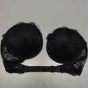 OYOANGLE Women's Lace Strapless Underwire Bras Front Closure Lightly Lined Bandeau Bra (Medium, Black)