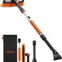 AstroAI 47.2" Ice Scrapers for Car Windshield, 3 in 1 Sturdy Snow Brush with Squeegee, 10 Adjustable Length Settings, Extendable Aluminum Handle, 180 Pivoting Snow Scraper for Car, Truck, SUV(Orange)