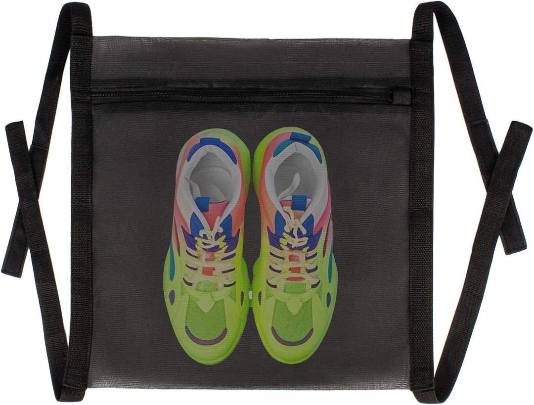 Shoe Dryer Bag: Laundry Bags Mesh Wash Bags - Laundry Shoe Bag For Washer And Dryer - Sneaker Dryer Bag - Dryer Door Shoe Net With Elastic Straps 15.7" X 15.7" Black(1 Pack)