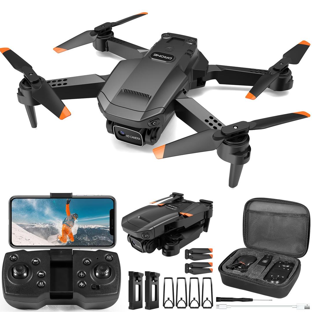 GOFOIT E60 Drone with Camera for Adults Kids, 1080P HD Foldable FPV RC Quadcopter with Upgrade Gesture Control, 90° Adjustable Lens, Headless Mode, 2 Batteries, Carrying Case, Altitude Hold, 3D Flip