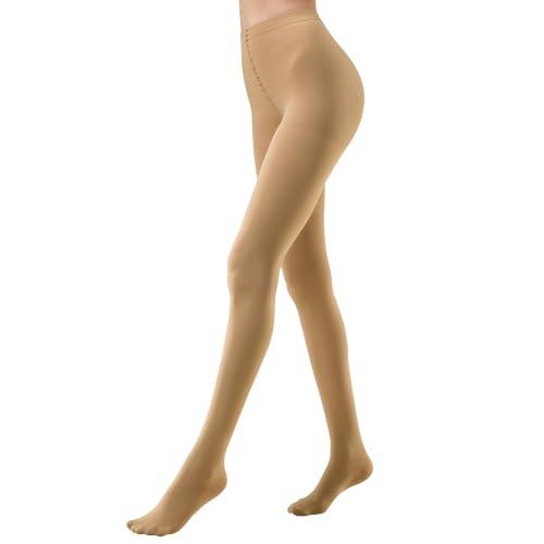 MANZI Women's 1 Pairs Opaque Control-Top Tights 70 Denier Suntan Small