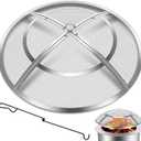Fire Pit Spark Screen,40 Inch Fire Pit Screen Cover Stainless Steel Outdoor with Handle & Poker, Firepit Screens Cover Round Mesh Lid Heavy-Duty Steel Replacement for Backyard/Beach/RV Camping