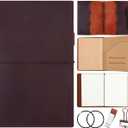 Eaasty Leather A5 Travelers Journal Notebook Cover with Inner Pockets, Card Slots and Pen Holder, Travelers Journal Inserts, PVC Folder, Binder Clip and Elastic Bands for Women Men (Brown)