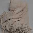 lifein Throw Blanket for Couch, Soft Boho Decor Bed Throw,Cozy White Chenille Knitted Small Farmhouse Lightweight Throw(White/Cream,50 * 60")