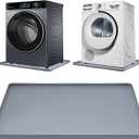 Washing Machine Drip Pan, 27 x 27 Inch Washer Drain Pan, Prevent Water Leakage and Protect Floor, Non-Slip & Anti-Vibration Silicone Mat with Raised Edge, Multi-function Soft Foldable Waterproof Mat (Grey)