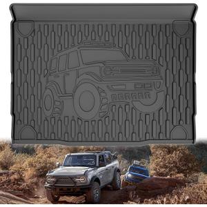 TTX LIGHTING Bronco 4-Door Cargo Liner - Custom Fit Trunk Mats for Ford Bronco 2021-2026 4 Door Cargo Mat All Weather Cargo Tray Black