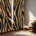 Batmerry Rose Gold Africa Zebra Striped Blackout Curtains for Bedroom, Black Grommet Top Drapes Thermal Insulated Window Curtains, Set of 2 Panels, 52x84 inches