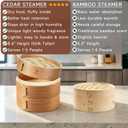 Extra Deep Bamboo Steamer Basket 10 Inch, 2 Tier Cedar Steamer for Cooking