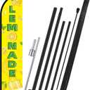 Fanfanwin Lemonade Feather Flag with Pole Kit 15 ft Banner Sign for Business Advertising Feather Flag Sign with Flagpole for Outside Garden Business Store Party, 30.48 x 144 inches
