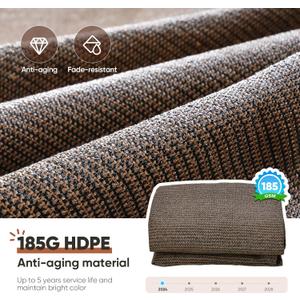 Quictent 20x16ft Rectangular Sun Shade Sail 185G HDPE Canopy 98% UV Block Outdoor Patio Garden Commercial Deck with Hardware Kit (Brown)