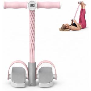 Smart Foot Pedal Puller with Digital Counter, 6 Resistance Bands for Full Body Workout, Yoga, and Home Fitness