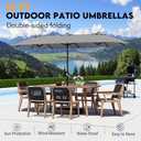 15ft Patio Umbrella with Base,Large Outdoor Double-Sided Rectangle Umbrella with Crank Handle, Market Umbrella for Poolside Garden Deck Backyard Beach Pools, Gray