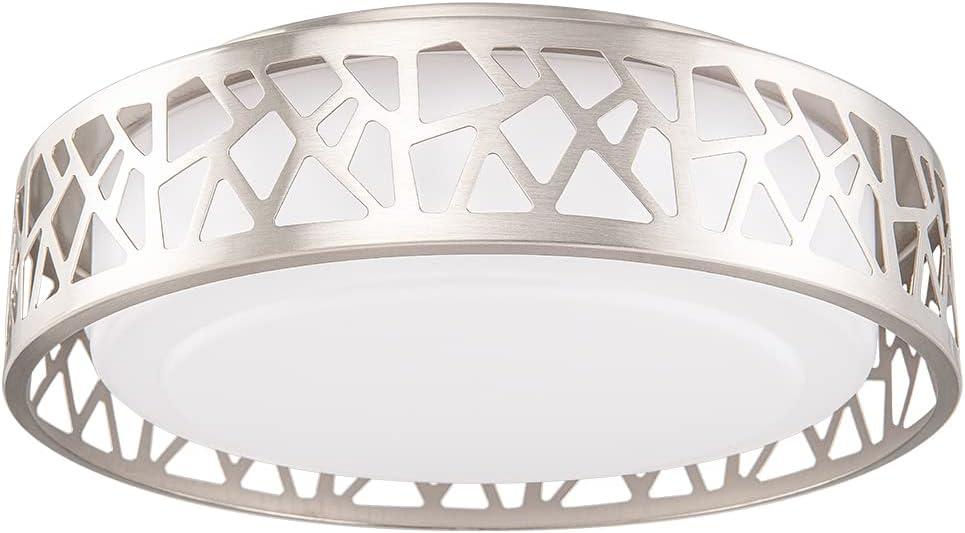 Flush Mount Light Fixtures, 12 Inch Dimmable LED Kitchen Ceiling Lights, 15W 1100 Lumens 3000K Warm White, ETL Listed,Brush Nickel Finished,Metal Body and Acrylic Shade