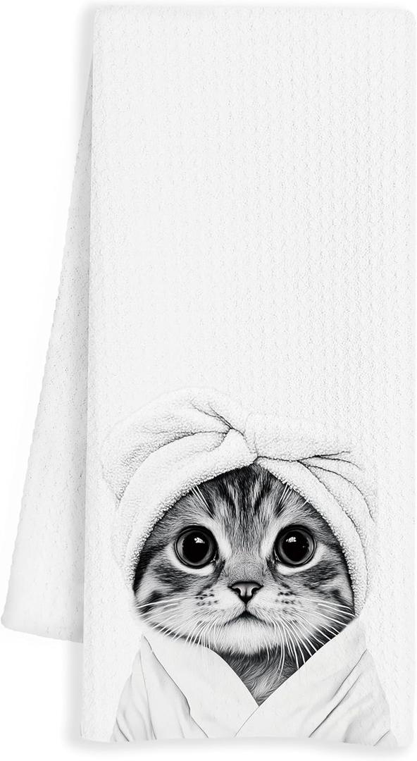 Adorable Cat Gifts Hand Towels, Cute Cat Hand Towels for Bathroom Washroom Decor, Funny Cats Animals Bathroom Decor, Cats Gifts for Women, 16x24 Inch