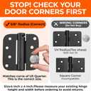 Haidms 3 Pack Self Closing Door Hinges 4 Inch Black Spring Hinge with 5/8" Radius Corner Adjustable Tension for Residential & Heavy-Duty Door Hardware
