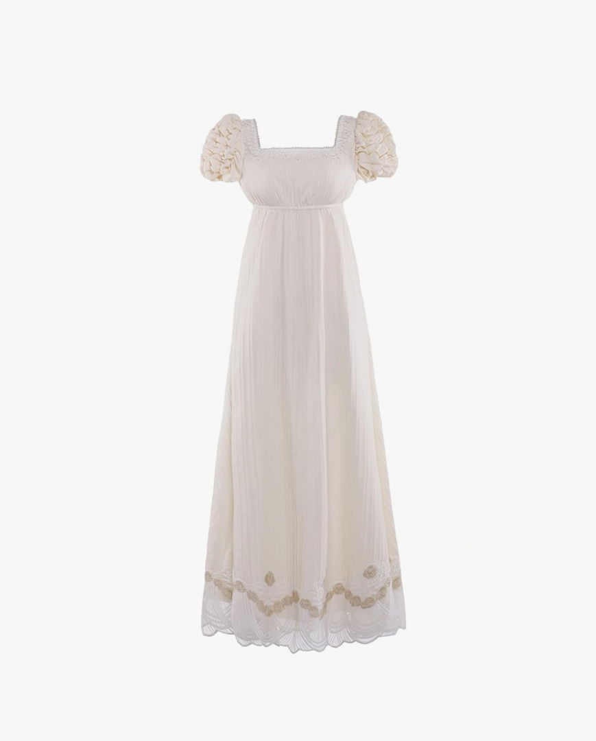 Regency Dresses for Women Luxurious Lace Empire Waist Dress, Mediu