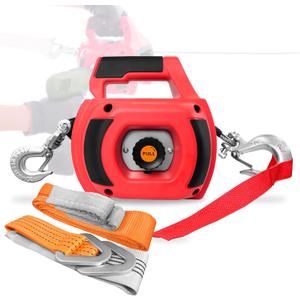 Portable Drill Winch 1000 LB Pulling Capacity with 40 Feet Alloy Steel Wire Rope | Hand Winch with Sling Strap & D Rings Tie Down Strap for Dragging