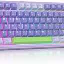 surmen M75 75% Wireless Creamy Keyboard with Gasket, Pre-lubed Triple Mode Bluetooth Mechanical Gaming Keyboard BT5.0/2.4Ghz/USB with Sound Absorbing Pads Hot-Swap(Lavender)
