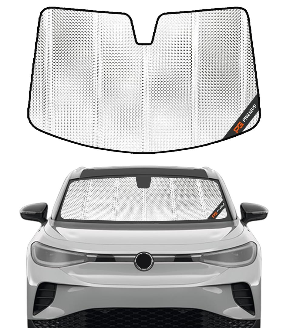 Pigenius Windshield Sun Shade for Volkswagen Atlas 2018-2025. Reflective Aluminum Film Front Window Sunshade - BLAZBLOCK