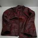 Fairylinks Red Leather Jacket Men Casual Camo, Burgundy, Large and Sunglasses 