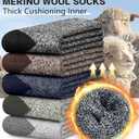 sellto 5 Pairs Merino Wool Socks for Men, Thick Warm Hiking Socks, Wool Winter Socks, Soft Mens Crew Sock