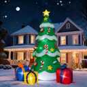 7 FT Christmas Inflatable Tree Outdoor Decorations, Blow up Christmas Tree with 3 Gift Boxes Yard Decoration Built-in LED Lights for Garden Lawn Holiday Decor