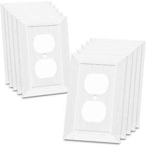Modern Decorative Wall Plate Retro Wood Grain design Switch Cover Outlet Cover for Light Switch, Smart Switch, Dimmer, GFCI, USB Outlet (10 Pack, Single Duplex)