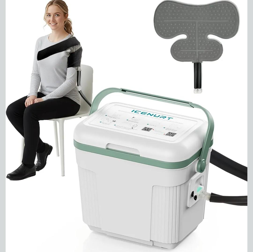 Cold Therapy Machine with Programmable Timer, Portable Ice Machine for Shoulder After Surgery, Shoulder Replacement Recovery System, Cryotherapy Pain Relief w/Compression Pad