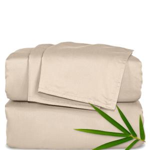 King Sheets by Pure Bamboo, Genuine 100% Organic Viscose Derived from Bamboo Bed Sheet Set, Luxuriously Soft & Cooling, Double Stitching, Lifetime Quality Promise (King, Almond)