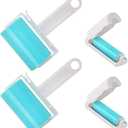 Washable Gel Lint Roller 4 Pack, Reusable Sticky Lint Roller Portable Dog Cat Pet Hair Remover Brush for Clothes, Pet Hairs, Travel Household, Carseats (2M-2S, Blue)