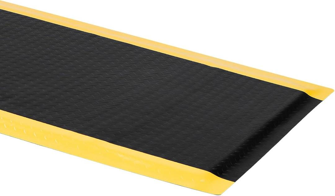 2 x 6 FT Anti Fatigue Mats Industrial 15/16 Inch Thick Soft Sponge Ergonomic Mat Durable Heavy Duty Diamond Plate for Standing Non Slip Industrial Grade Floor Mat for Leg & Back Pain