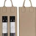 Shintop Double Wine Bag with Window, Felt Bottle Gift Bag with Handle Reusable Wine Tote Carrier for Party Favors Travel, Camping(1pc, beige)