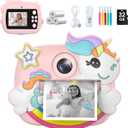 Kids Camera Instant Print, 1080P Digital Camera for Kids with 32GB SD Card, Toddler Girl Toys Birthday Festival Gifts for 3 4 5 6 7 8 9 10 Year Old Girls, Portable Travel Toys for Girls Age 3-10 (Light Pink)
