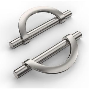 Amerdeco 10 Pack Brushed Satin Nickel Cabinet Pulls 3.75 Inch(96MM) Hole Centers Kitchen Cabinet Handles Hardware