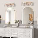 Wall Mounted Mirror, Arched Wall Mirror for Bathroom, 2 Pieces 24"x36" Arch Bathroom Mirror with Metal Frame, Gold Vanity Mirror Decor for Mantle, Bedroom, Entryway, Living Room