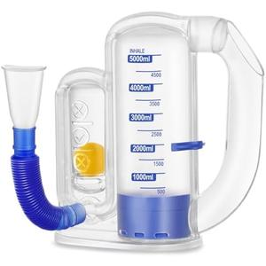 Incentive Spirometer Adult, Breathing Exercise Device for Lungs, Deep Breathing Trainer for Adults - 5000ml Volume Measurement with Flow Rate Indicator
