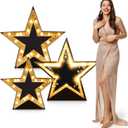 Leinuosen 3 Pcs 25.8" - 31.5" Star Starry Night Movie Night Party Decorations Star Cardboard Cutout Stand-ups Movie Prom Awards Homecoming Wedding Birthday Party Photo Props Backdrop Decor