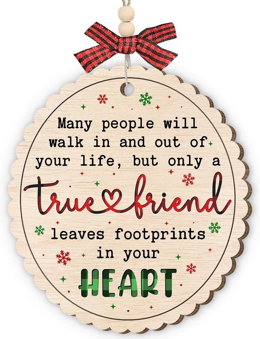 Friend Ornaments 2025, Thoughtful Gifts for Women Friends, Soul Sisters, BFF, Work Besties, Wooden Ornaments for Christmas Decorations, Friendship Gifts for Christmas, Birthday Decor