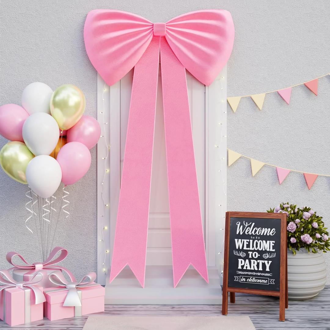 imprsv Pink Bow Coquette Birthday Decorations: 45Inch Coquette Room Decor Wall Door Large Bow Themed Party Decorations for Grils Wedding Engagement Bridal Bachelorette Babyshower Christmas Decoration