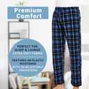 DG Hill 1Pack or 3Pack Mens PJ Pajama Pants Bottoms Fleece Lounge Pants Sleepwear Plaid PJs with Pockets Microfleece (Large, 1pack-blue Plaid)