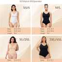 BRABIC Womens' Seamless Sleeveless V-Neck Thong Bodysuit Shapewear Tummy Control Tops V-Neck Camisole (White, M/L)