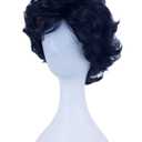 Angelaicos Men's Short Curly Brown Black Wig Halloween Costume Cosplay Party Fluffy Wigs (Black)