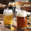 Glaver's Drinking Glasses Set of 4. Can Shaped Glass Cup Set, 16oz Beer Can Glass Coffee Cups, Cocktail Glasses, Water, Soda, Smoothie, Juice, Can Glasses. Dishwasher Safe, 4 Count