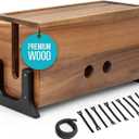 Extra Large Cable Management Box, Wood Cord Hider Box & Organizer for Power Strip, TV Wires & Desk Cable Storage (Solid Acacia)