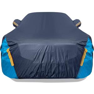 Car Cover Waterproof All Weather for Automobiles, 6 Layers Outdoor Full Exterior Cover Rain Sun UV Snowproof Protection with Zipper Cotton, Mirror Pocket for Sedan (190-195 inch) (XL, Blue)