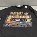 Raised ON Old School Hip HOP Tshirt Cassette Graffiti Rap T-Shirt (M, Black)