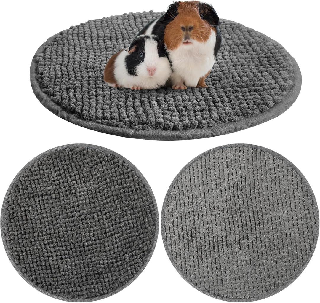 Amylove 4 Pcs Guinea Pig Cage Liner Washable Fleece Pee Pads Pet Dog Cat Bedding Training Mat for Small Animal Guinea Pig Puppy Bunny Hamster(Diameter 12 Inch,Round,Dark Gray)